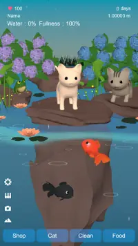 Goldfish & Cat Simulator in rainy pond Screen Shot 1
