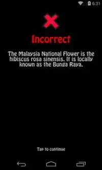 Malaysia Facts True False Quiz Screen Shot 3