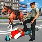 montado policía ciudad caballo persecución