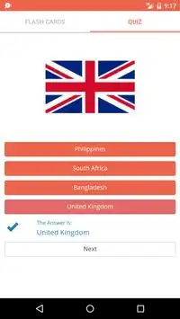 World Flags Flash Cards and Quiz Screen Shot 4