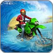 Beach Water Surfer Motorcycle Racing