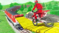 Tricky Bike Stunt vs Train Racing Game Screen Shot 0
