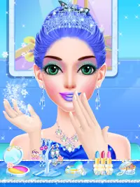 Blauwe prinses - make-over games: makeup aankleden Screen Shot 1