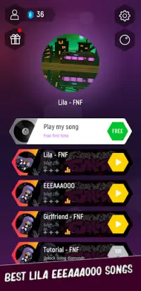 LiLa FNF Songs Tiles Game Screen Shot 0