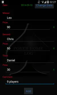 Poker Home Log Screen Shot 5