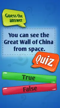 True Or False Fun General Knowledge Quiz Game App Screen Shot 1