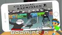 Stick figure badminton: Stickman 2 players y8 Screen Shot 0