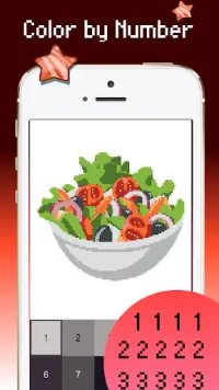 Warna makanan dengan nomor: pewarnaan seni Pixel Screen Shot 3