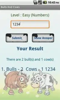 Bulls and Cows (Code Breaker) Screen Shot 3