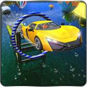 Water surfer car stunt: car floating beach Drive