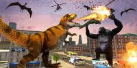 Angry Gorilla Fighting Dinosaur Destruction 2021 Screen Shot 8