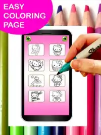 Cute Hello Cat Coloring Pages Screen Shot 2