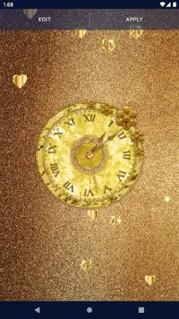 Gold Glitter Clock Wallpaper Screen Shot 3