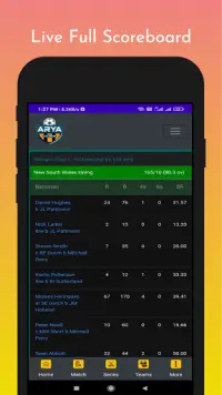 Arya - Live Cricket Score & Full Scoreboard Screen Shot 2