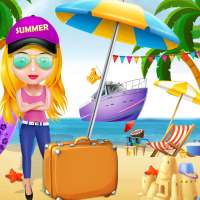 Férias de verão menina: diversão na praia aventura