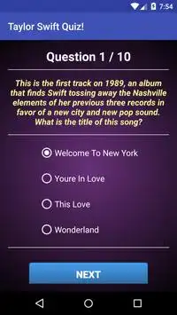 Quiz of Taylor Swift Screen Shot 1