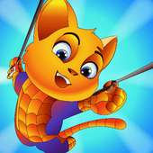 Cat Man Hook Swing superhero cat free games 2019