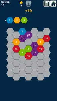 Sechsecke 2048 Puzzle: schieben und zusammenführen Screen Shot 1
