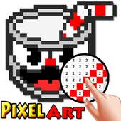 ☕ cuphead pixel art Color By Number