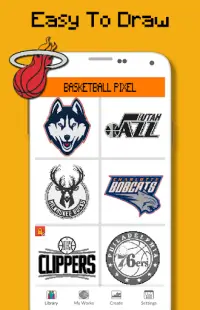 Basketball Logo Team Color By Number - Pixel Art Screen Shot 5
