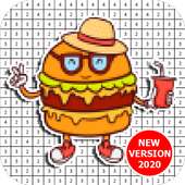 Food Cartoon Coloring Book - Color By Number