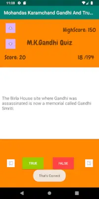 MK Gandhi Quiz Screen Shot 1