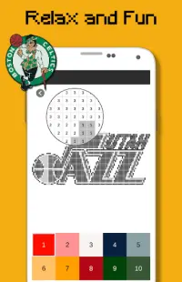 فريق كرة السلة Logo اللون حسب العدد - Pixel Art Screen Shot 4