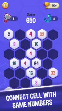 Hexa CellConnect 2048 Number Puzzle Screen Shot 1