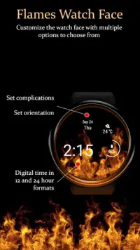 Flames Watch Face - Wear OS Smartwatch - Animated Screen Shot 1