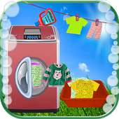 crianças lavando roupa de lavanderia