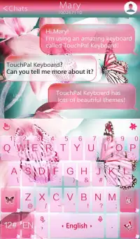 Pink Butterfly Keyboard Theme Screen Shot 1