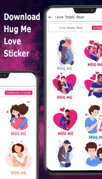 Hug Me Love Stickers & valentineday emoji Screen Shot 0