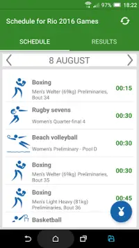 Schedule for Rio 2016 Games Screen Shot 1