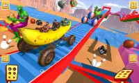 Superhero Fruit Car Race Banana Racing Stunts Screen Shot 0