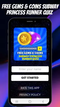 Free Gems and Coins Quiz Subway Princess Runner Screen Shot 0