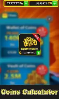 Coins 8 ball pool Calc Free 2019 Screen Shot 0