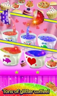 Glowing Glitter Coffee Shop: Trendy Kids Sparkle Screen Shot 2