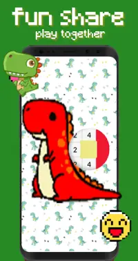Dino Pixelcraft:Coloring Art Number Screen Shot 1