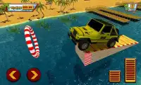 Surfista agua aventura jeep - carrera coche playa Screen Shot 0