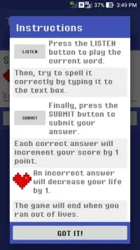 The Spelling Game Screen Shot 1