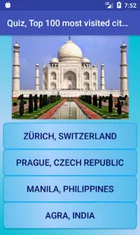 Quiz, Top 100 most visited cities in the world Screen Shot 2
