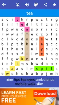 Puzzle de recherche de mots: 100 langues Screen Shot 7