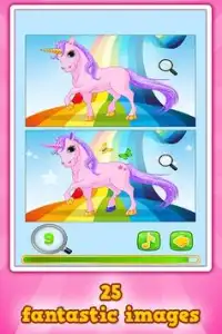 Pony dan Unicorn : Temukan Perbedaan *Game gratis Screen Shot 2