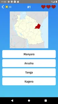 Tanzania: Regions & Provinces Map Quiz Game Screen Shot 1