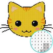 Couleur de chat Kawaii par nombre - Pixel Art