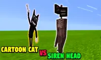Cartoon Cat vs Siren Head for Minecraft PE Screen Shot 0