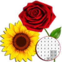 Bela flor colorir por número - arte de pixel