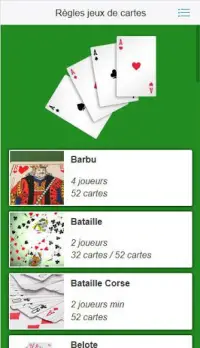 Règles jeux de cartes Screen Shot 0