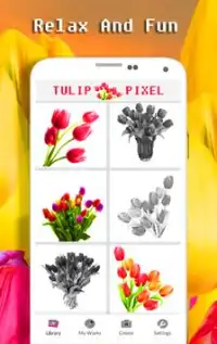 Color de la flor del tulipán por número: Pixel Art Screen Shot 0