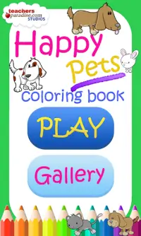 Dogs, Cats & Happy Pets Coloring Book Game Screen Shot 0